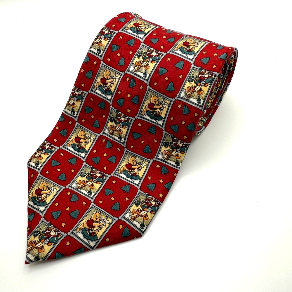 Disney The Disney Store Winnie the Pooh Christmas Silk‎ Necktie